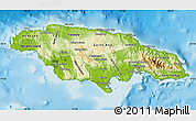 Physical Map of Jamaica, desaturated, land only