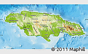 Physical Map of Jamaica, political outside