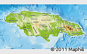 Physical Map of Jamaica, political shades outside