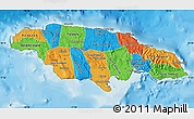 Political Map of Jamaica, satellite outside, bathymetry sea