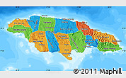 Political Map of Jamaica, semi-desaturated, land only