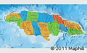 Political Map of Jamaica, shaded relief outside, bathymetry sea