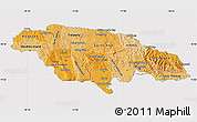 Political Shades Map of Jamaica, cropped outside