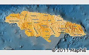 Political Shades Map of Jamaica, darken