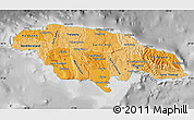 Political Shades Map of Jamaica, desaturated