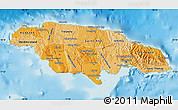 Political Shades Map of Jamaica, physical outside