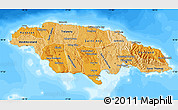 Political Shades Map of Jamaica, semi-desaturated, land only