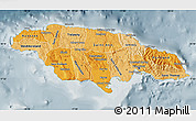 Political Shades Map of Jamaica, semi-desaturated
