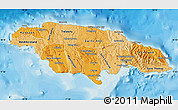 Political Shades Map of Jamaica, shaded relief outside, bathymetry sea