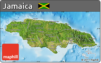 Satellite Map of Jamaica, physical outside