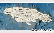 Shaded Relief Map of Jamaica, darken