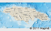 Shaded Relief Map of Jamaica, lighten, desaturated, land only
