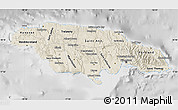 Shaded Relief Map of Jamaica, lighten, desaturated