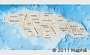 Shaded Relief Map of Jamaica, lighten, semi-desaturated, land only