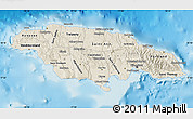 Shaded Relief Map of Jamaica, political outside, shaded relief sea