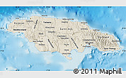 Shaded Relief Map of Jamaica, political shades outside, shaded relief sea