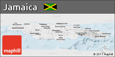 Classic Style Panoramic Map of Jamaica, single color outside