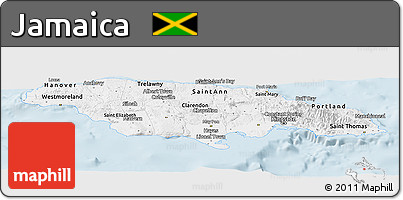 Classic Style Panoramic Map of Jamaica, single color outside