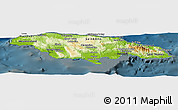 Physical Panoramic Map of Jamaica, darken