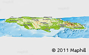 Physical Panoramic Map of Jamaica, desaturated, land only