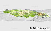 Physical Panoramic Map of Jamaica, lighten, desaturated