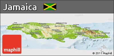 Physical Panoramic Map of Jamaica, lighten