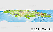 Physical Panoramic Map of Jamaica, lighten, land only