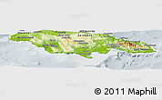 Physical Panoramic Map of Jamaica, lighten, semi-desaturated