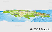 Physical Panoramic Map of Jamaica, political shades outside