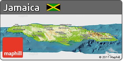Physical Panoramic Map of Jamaica, satellite outside