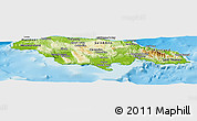 Physical Panoramic Map of Jamaica, single color outside