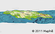 Physical Panoramic Map of Jamaica, single color outside, satellite sea