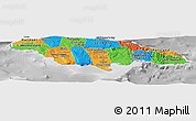 Political Panoramic Map of Jamaica, desaturated