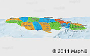 Political Panoramic Map of Jamaica, lighten