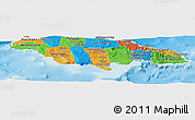 Political Panoramic Map of Jamaica, physical outside
