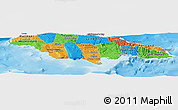 Political Panoramic Map of Jamaica, political shades outside