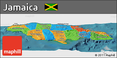 Political Panoramic Map of Jamaica, satellite outside