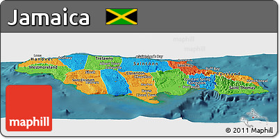 Political Panoramic Map of Jamaica, satellite outside