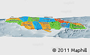Political Panoramic Map of Jamaica, semi-desaturated