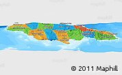 Political Panoramic Map of Jamaica, single color outside, bathymetry sea