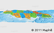 Political Panoramic Map of Jamaica, single color outside
