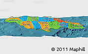 Political Panoramic Map of Jamaica, single color outside, satellite sea