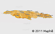 Political Shades Panoramic Map of Jamaica, cropped outside