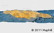 Political Shades Panoramic Map of Jamaica, darken