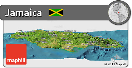 Satellite Panoramic Map of Jamaica