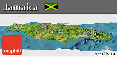 Satellite Panoramic Map of Jamaica