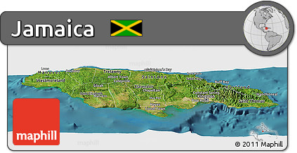 Satellite Panoramic Map of Jamaica, physical outside, satellite sea