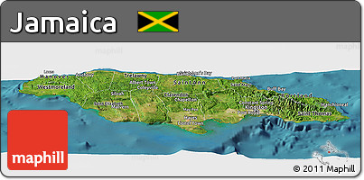 Satellite Panoramic Map of Jamaica, physical outside, satellite sea