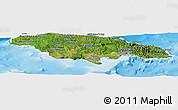 Satellite Panoramic Map of Jamaica, political outside