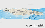 Shaded Relief Panoramic Map of Jamaica, darken, land only